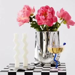 GigiandTom Zigzag Taper Candle White 2 Pack