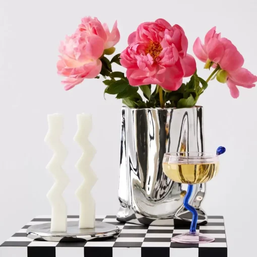 GigiandTom Zigzag Taper Candle White 2 Pack